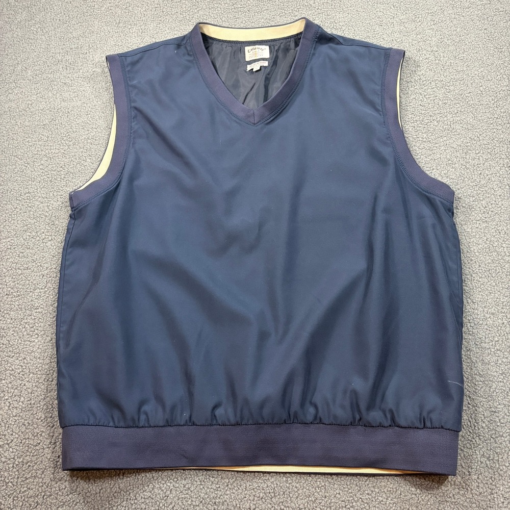 Callaway Golf Vest Mens XL Blue Sport Outerwear Brushed Microfiber V-Neck